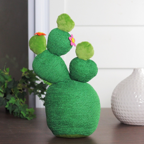 15" Green Artificial Plush Cactus Plant Tabletop Decor
