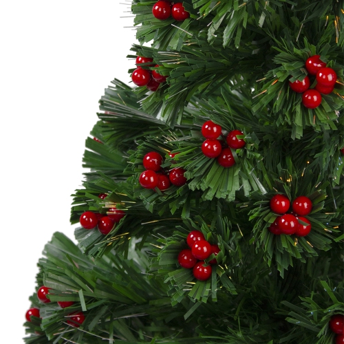 3' Pre-Lit Color Changing Fiber Optic Christmas Tree with Red Berries