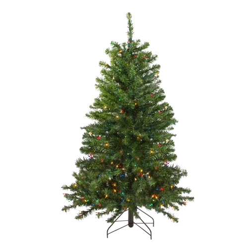 4' Pre-Lit Full Canadian Pine Artificial Christmas Tree - Multicolor Lights