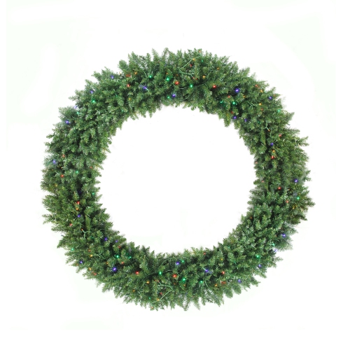 NORTHLIGHT  Pre-Lit Buffalo Fir Commercial Artificial Christmas Wreath - 72-Inch, Multicolor Led Lights