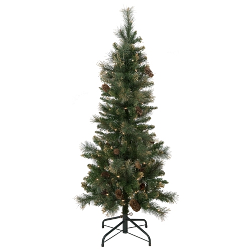 NORTHLIGHT  4.5' Pre-Lit Yorkshire Pine Pencil Artificial Christmas Tree, Clear Lights