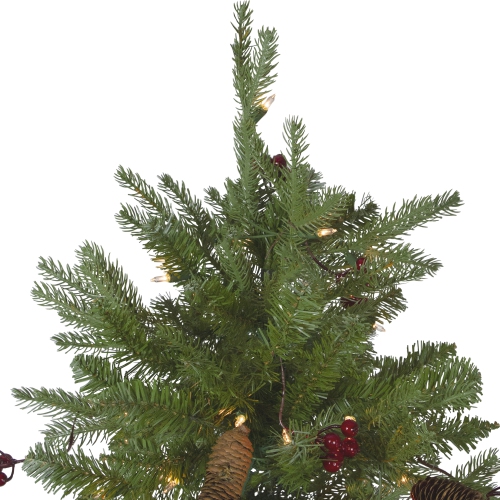 6.5' Pre-Lit Mixed Winter Berry Pine Artificial Christmas Tree - Clear Lights