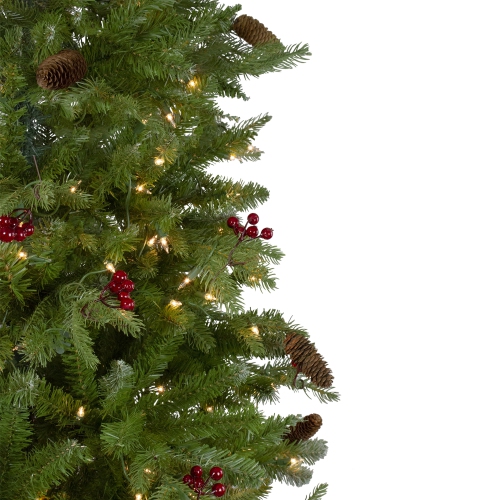 6.5' Pre-Lit Mixed Winter Berry Pine Artificial Christmas Tree - Clear Lights