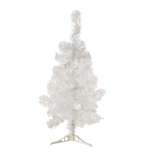 NORTHLIGHT  2' Pre-Lit Slim Tinsel Artificial Christmas Tree- Clear Lights