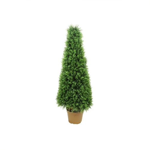ARTIFICIAL 4 FOOT CYPRESS IN OUTDOOR TOPIARY TREE PLANT CONE TOWER EVERGREEN TWO 