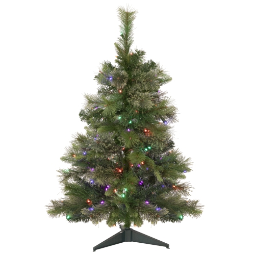 3' Pre-Lit Kingston Cashmere Pine Full Artificial Christmas Tree, Multi LED Lights