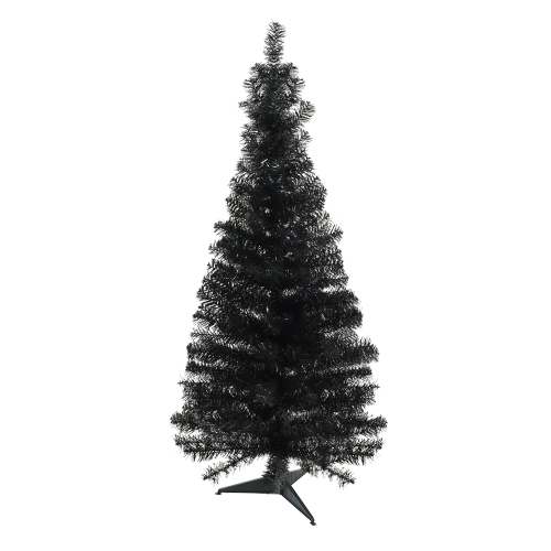 4' x 24" Slim Black Tinsel Artificial Christmas Tree - Unlit