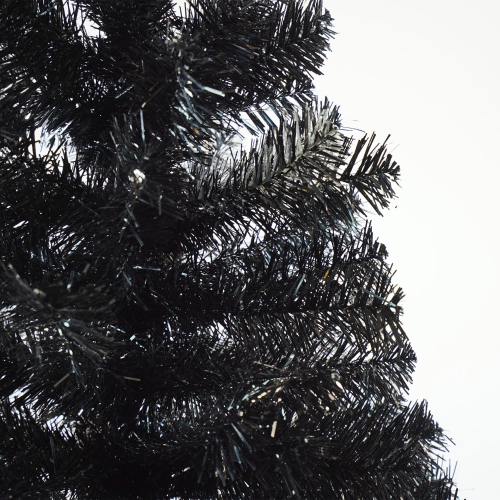 4' x 24" Slim Black Tinsel Artificial Christmas Tree - Unlit