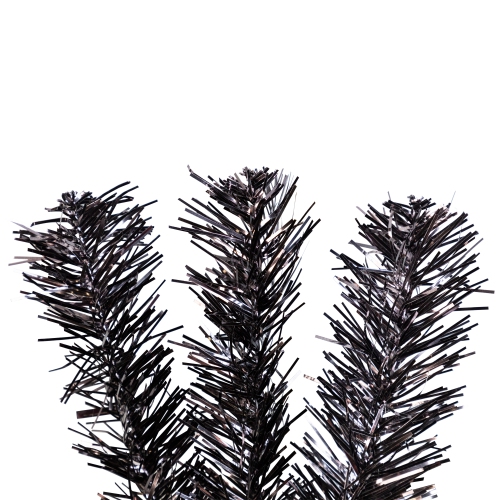 4' x 24" Slim Black Tinsel Artificial Christmas Tree - Unlit
