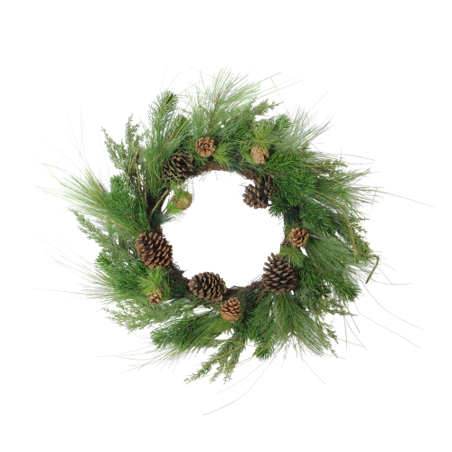 Pine Cones and Needles Artificial Christmas Wreath - 24-Inch, Unlit