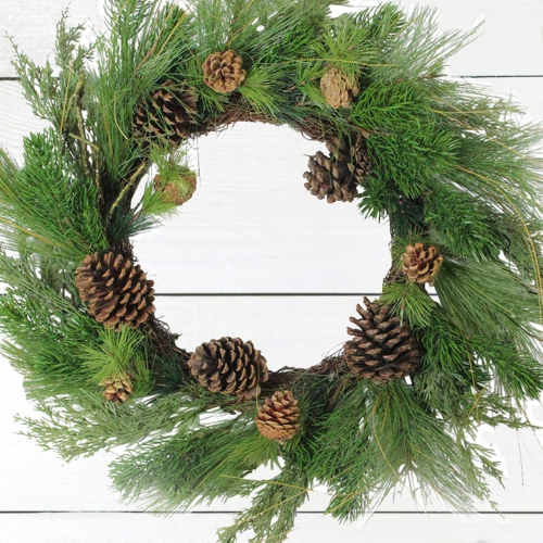 Pine Cones and Needles Artificial Christmas Wreath - 24-Inch, Unlit
