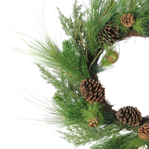 Pine Cones and Needles Artificial Christmas Wreath - 24-Inch, Unlit