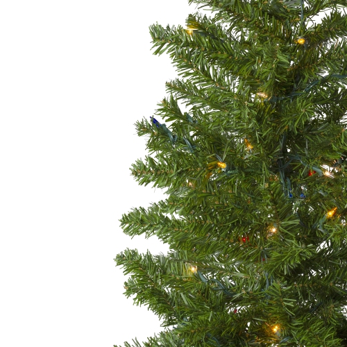 7.5' Pre-Lit Pencil Canadian Pine Artificial Christmas Tree - Multicolor Lights