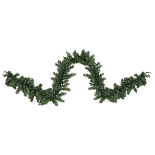 NORTHLIGHT  9' X 10" Pre-Lit Battery Operated Led Pine Artificial Christmas Garland - Multi Lights In Green
