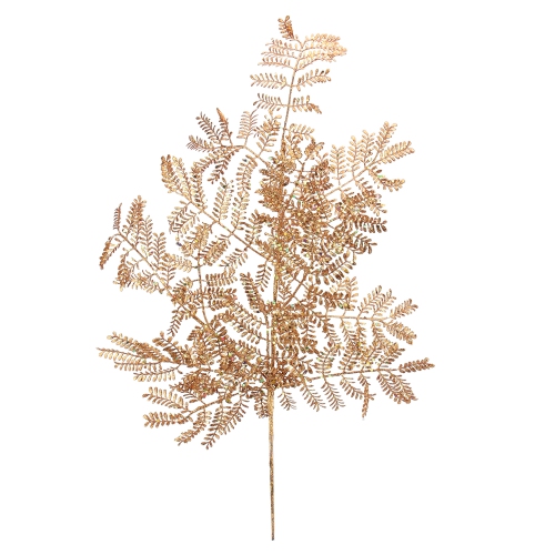 SELECT ARTIFICIALS  28" Glittered Mimosa Tree Leaf Autumn Spray In Brown