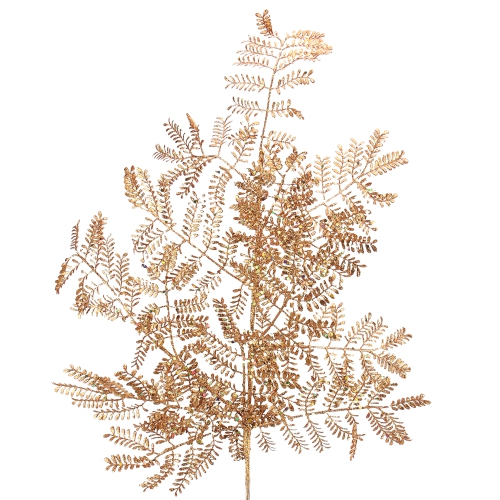 28" Brown Glittered Mimosa Tree Leaf Autumn Spray