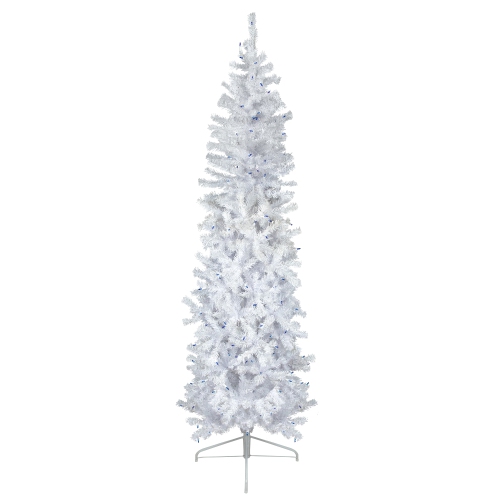 NORTHLIGHT  6.5' Pre-Lit Woodbury White Pine Pencil Artificial Christmas Tree Lights In Blue