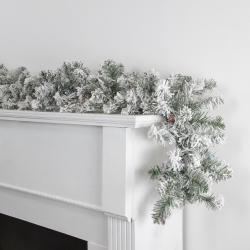 9' x 10" Pre-Lit Flocked Madison Pine Artificial Christmas Garland, Multi Lights