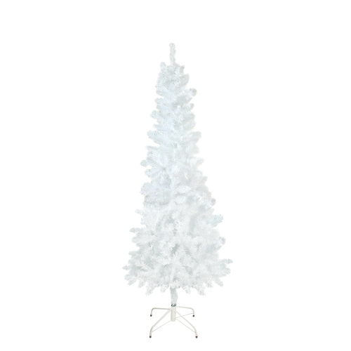 NORTHLIGHT  7.5' Pencil Glimmer Iridescent Spruce Artificial Christmas Tree - Unlit In White