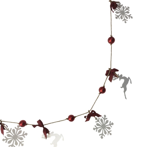 4.25' Snowflake and Reindeer Christmas Garland with Ball Ornaments - Unlit