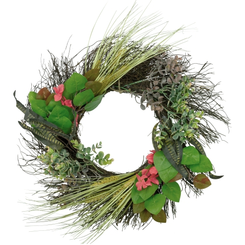 NORTHLIGHT  Wheat, Eucalyptus And Twig Artificial Wreath, 22-Inch