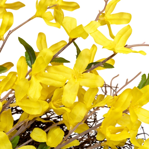 Forsythia and Grapevine Artificial Floral Wreath, Yellow 24-Inch