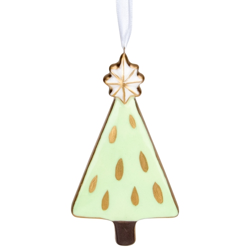 NORTHLIGHT  4.5" And Gold Christmas Tree Hanging Ornament In Green