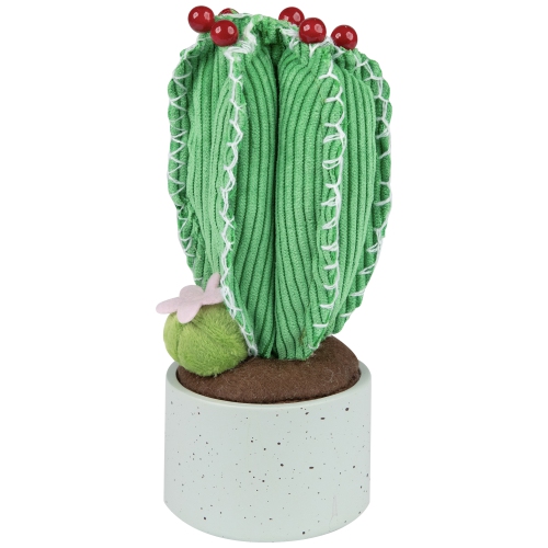 7" Green Artificial Plush Cactus in Gray Pot Tabletop Decoration