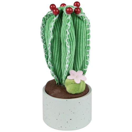 7" Green Artificial Plush Cactus in Gray Pot Tabletop Decoration