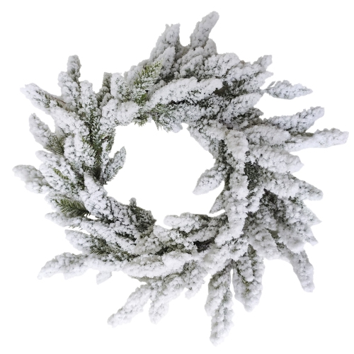 Heavily Flocked Artificial Pine Christmas Wreath, 16.5-Inch, Unlit