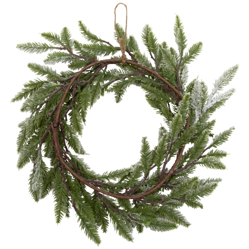 Heavily Flocked Artificial Pine Christmas Wreath, 16.5-Inch, Unlit
