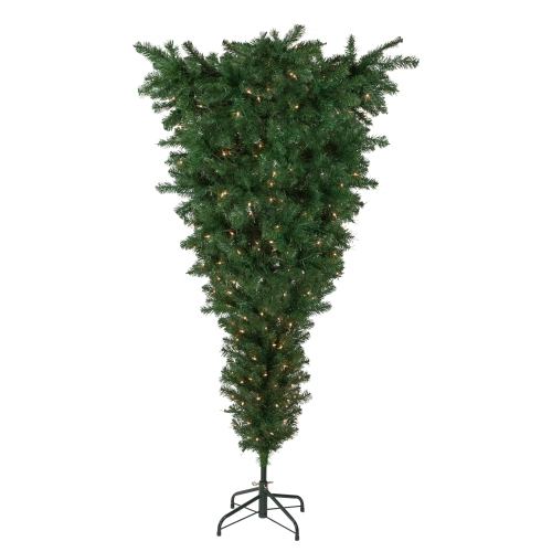 NORTHLIGHT  5.5' Pre-Lit Medium UPSide Down Spruce Artificial Christmas Tree, Clear Lights