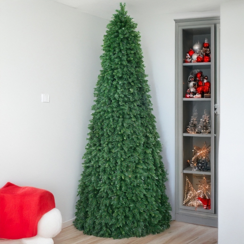 12' Pre-Lit Green Slim Pine Artificial Christmas Tree - Clear Lights