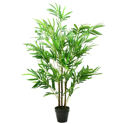 47" Green and Brown Potted Two Tone Artificial Bamboo Plant