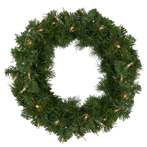 NORTHLIGHT  Deluxe Windsor Pine Artificial Christmas Wreath - 16-Inch, Clear Lights