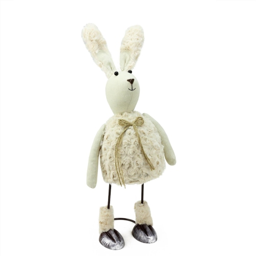 17" Cream White and Tan Bobble Bunny Rabbit Easter Tabletop Figurine