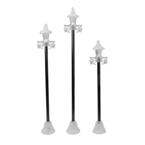 Set of 3 LED Lighted Snowy Victorian-Style Christmas Village Lamp Posts