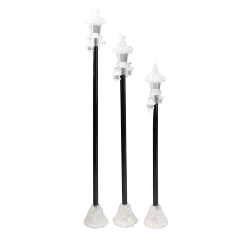 Set of 3 LED Lighted Snowy Victorian-Style Christmas Village Lamp Posts
