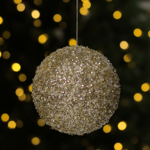 5" Gold and Silver Sequin Ball Christmas Ornament
