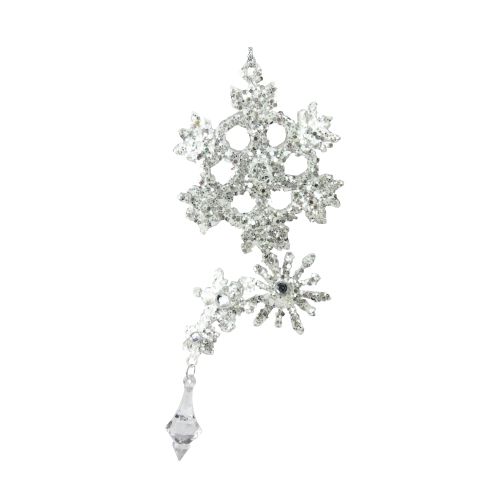 8.5" Sparkling Whites Silver Glittered and Jeweled Snowflake Cluster Christmas Ornament