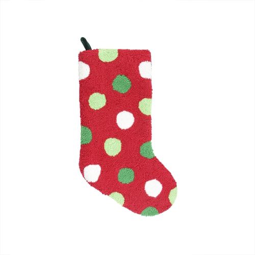 21" Plush Loop Knit and Velveteen Polka Dot Patterned Christmas Stocking