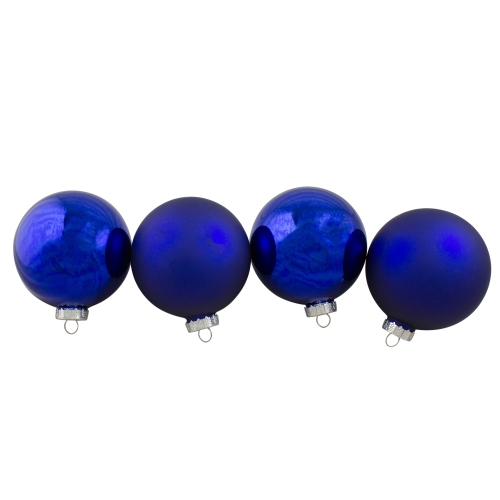 NORTHLIGHT  4Ct Royal 2-Finish Glass Christmas Ball Ornaments 4" (100Mm) In Blue I love them