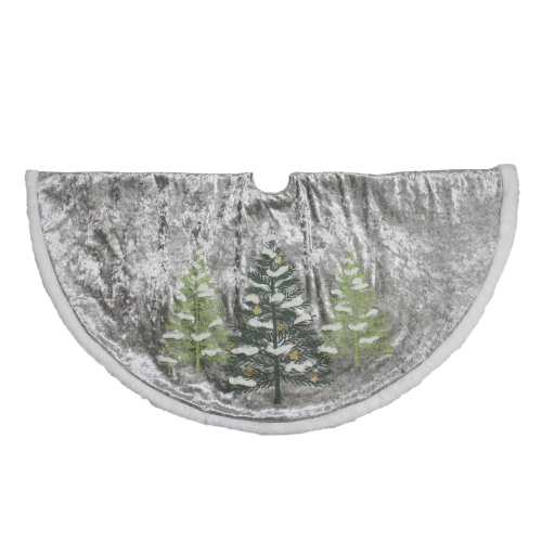 Cache-pied en forme d’arbre de Noël en relief, gris et vert, 48 po