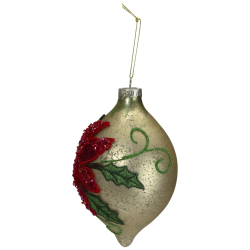 6.5" Red and Gold Poinsettia Finial Christmas Ornament
