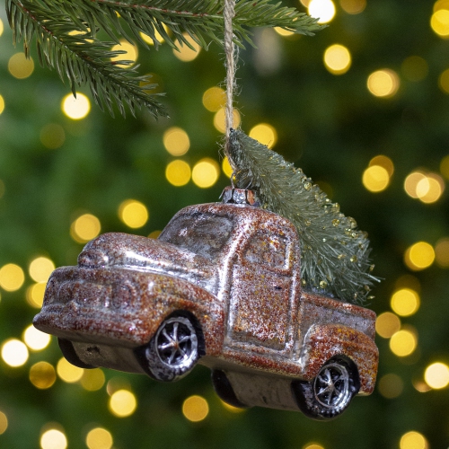 5.75" Retro Mercury Glass Country Rustic Pickup Truck Christmas Ornament