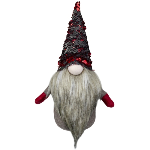 9"Beige and Shiny Red Elf Tabletop Christmas Decoration