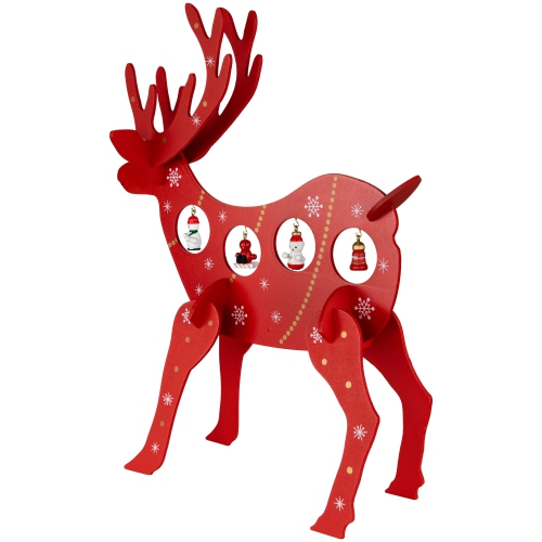 13" Red and White Reindeer Cut-Out Christmas Tabletop Decor