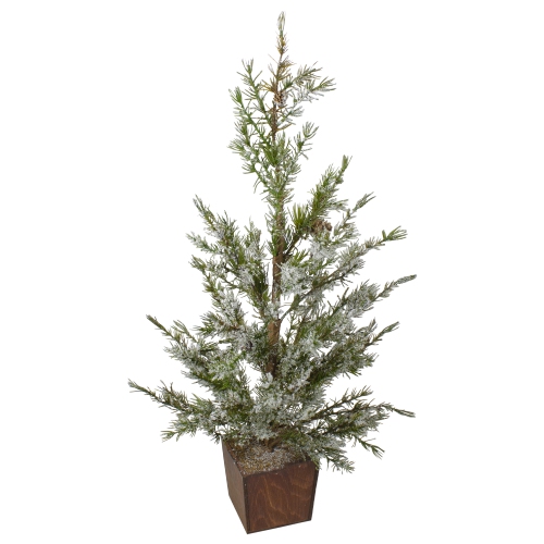28" Potted Frosted Pine Artificial Christmas Tree - Unlit