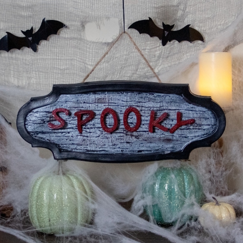 20.5" Red and Gray Animated "Spooky" Halloween Sign