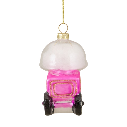 3.25" Pink, White, and Gold Cotton Candy Machine Glass Christmas Ornament